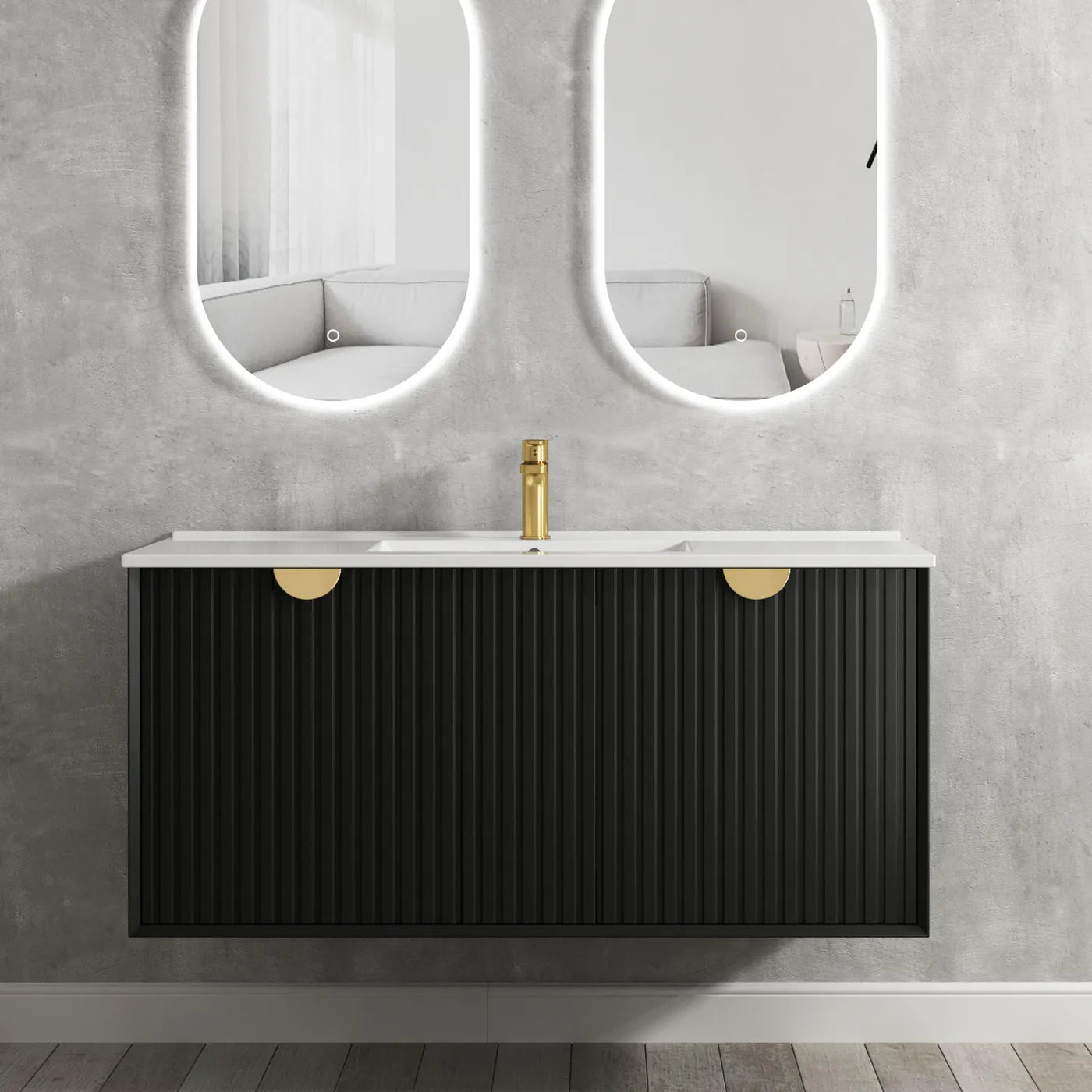 Marlo Matt Black 600-1800X460X550mm Wall Hung Vanity