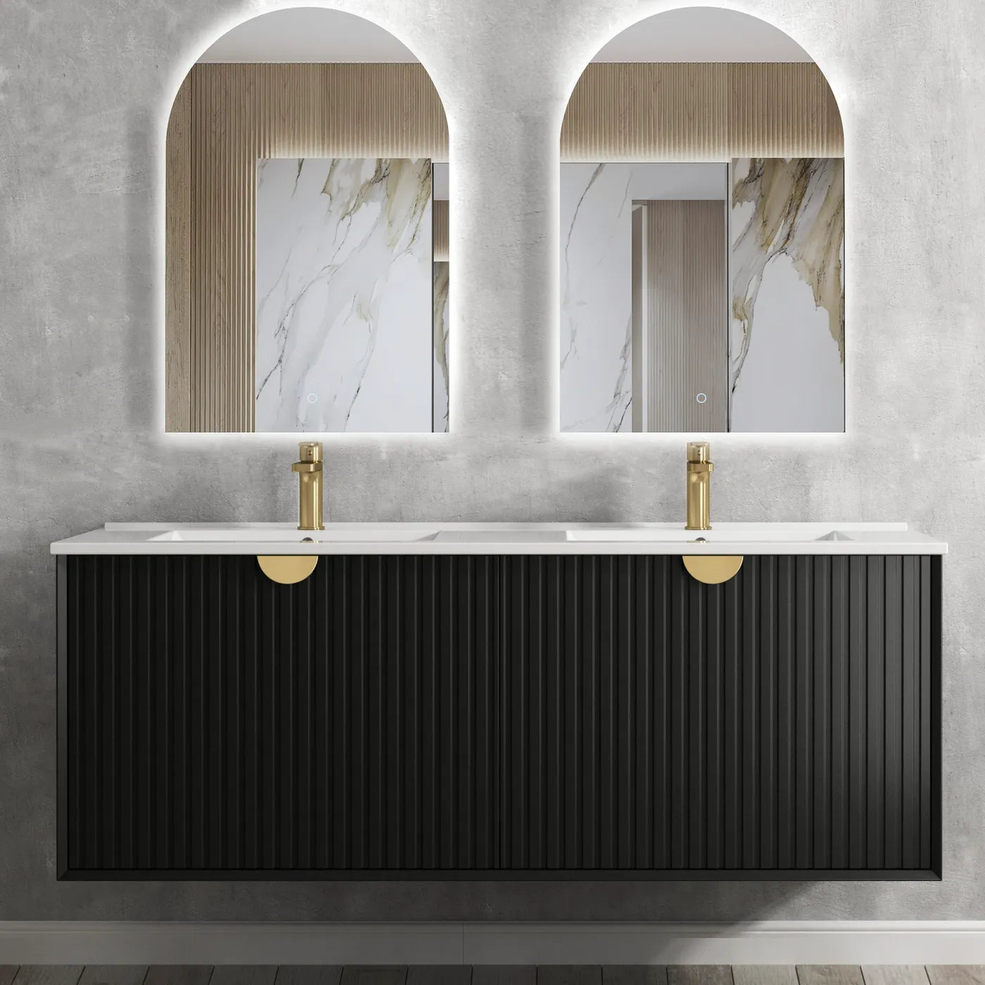 Marlo Matt Black 600-1800X460X550mm Wall Hung Vanity