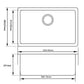 Black Granite Quartz Stone Undermount Kitchen Sink Single Bowl 635*470*241mm