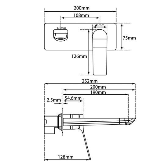 Aquaperla Rushy Square Wall Mixer with Spout