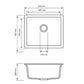 Carysil Black Single Bowl Granite Kitchen/Laundry Sink Top/Flush/Under Mount 533 x 457 x 205mm