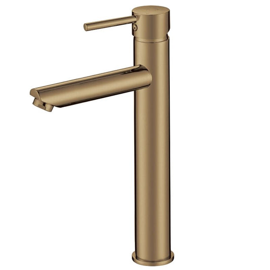 Pentro Brushed Yellow Gold Round Tall Basin Mixer