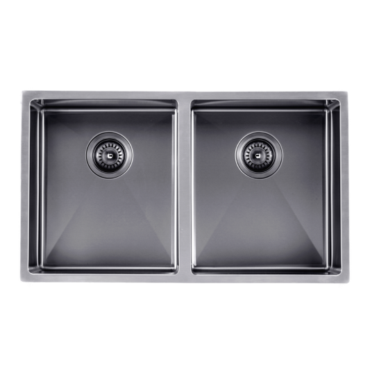 Gun Metal Grey 770x450x215mm 1.2mm Handmade Top/Undermount Double Bowls Kitchen Sink