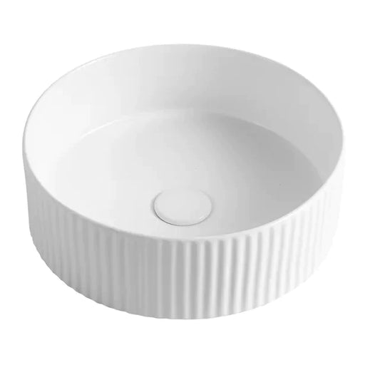 400mm Marlo Round Fluted Matte White Basin