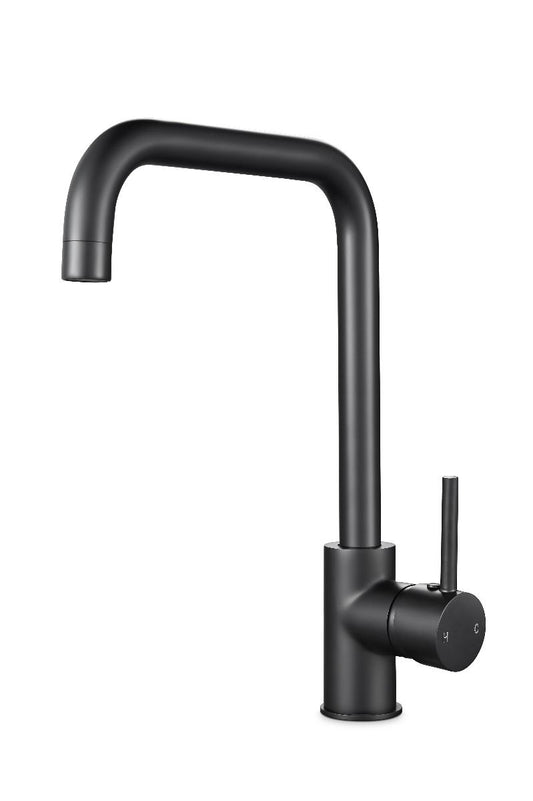 Aquaperla Electroplated Brass Matte Black Swivel Spout Kitchen Mixer Tap